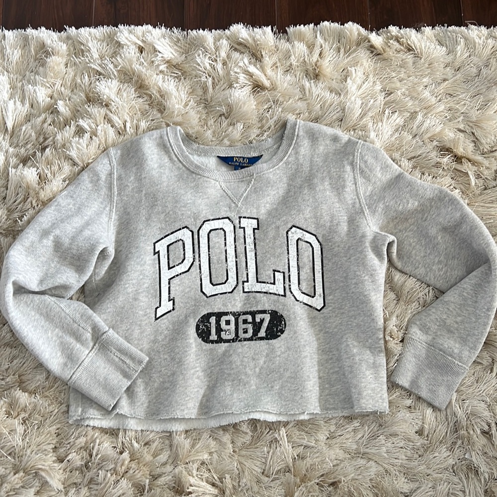 Heather gray cropped Polo sweatshirt